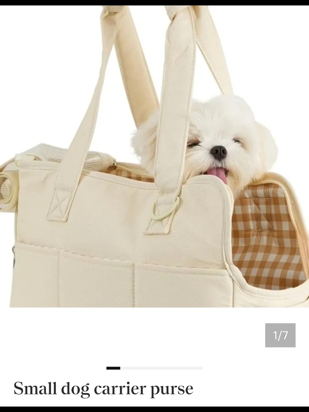 Cream Small Dog Carrier Purse - Comfortable Pet Tote